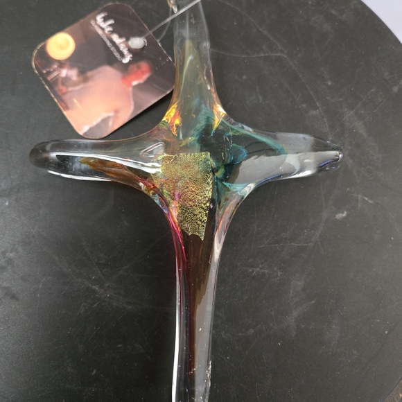 Luke Adams Other - Like Adams Handcrafted Hand Blown Glass Art Cross with Multicolor Dichroic Glass